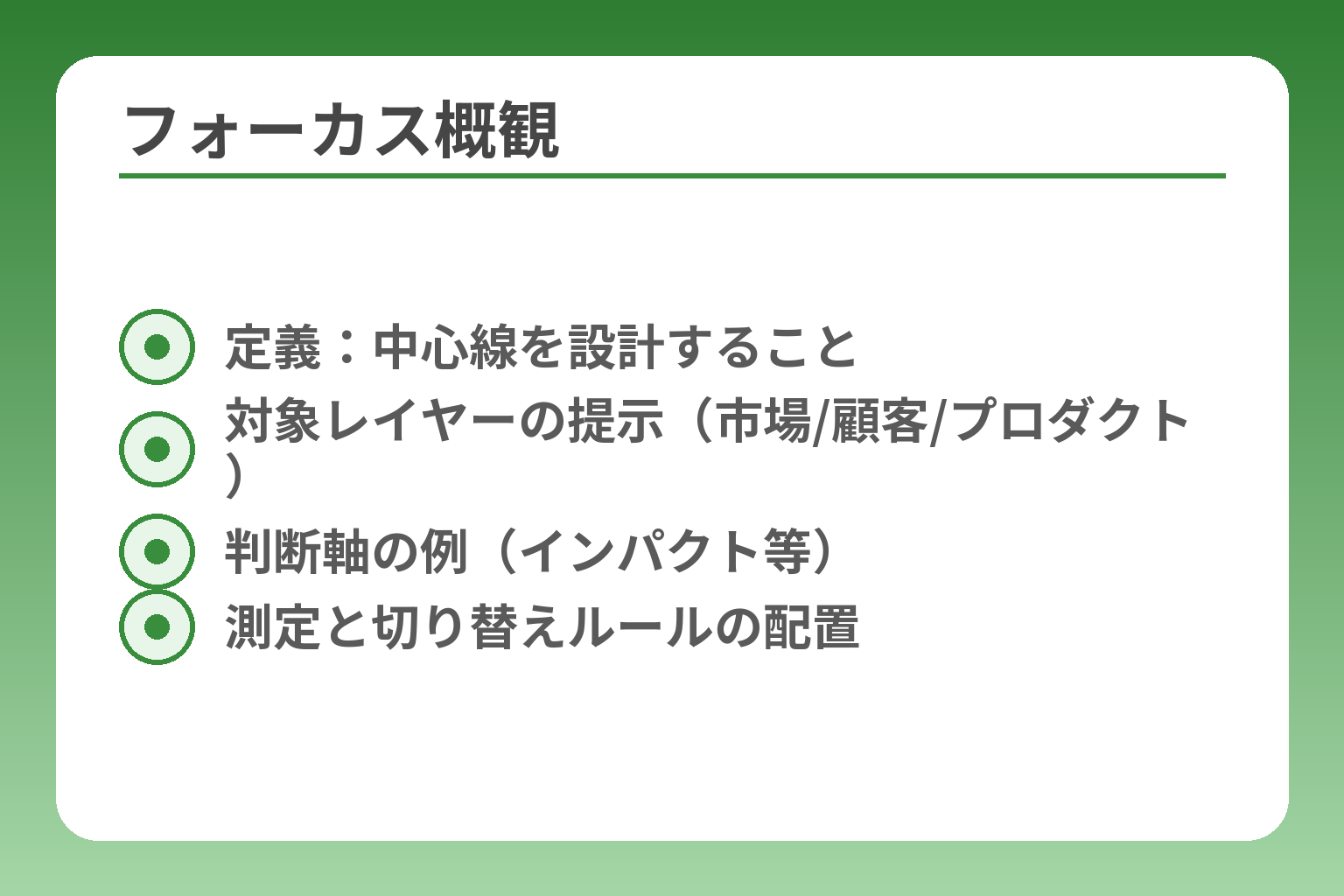 フォーカス概観