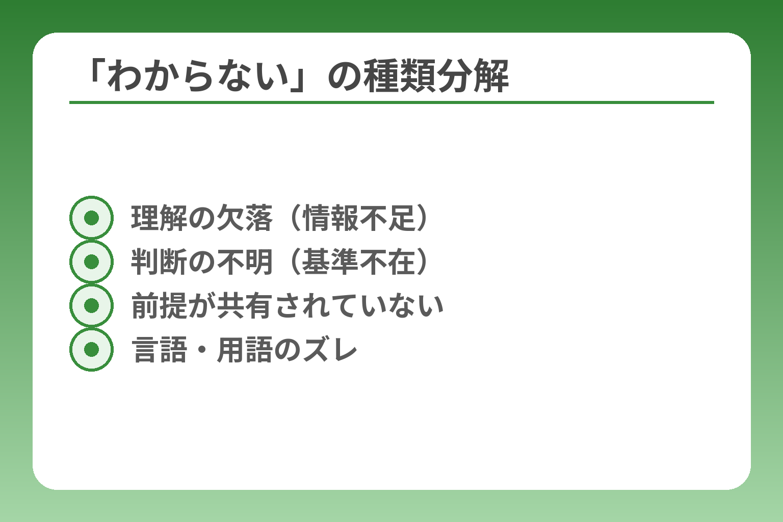 「わからない」の種類分解