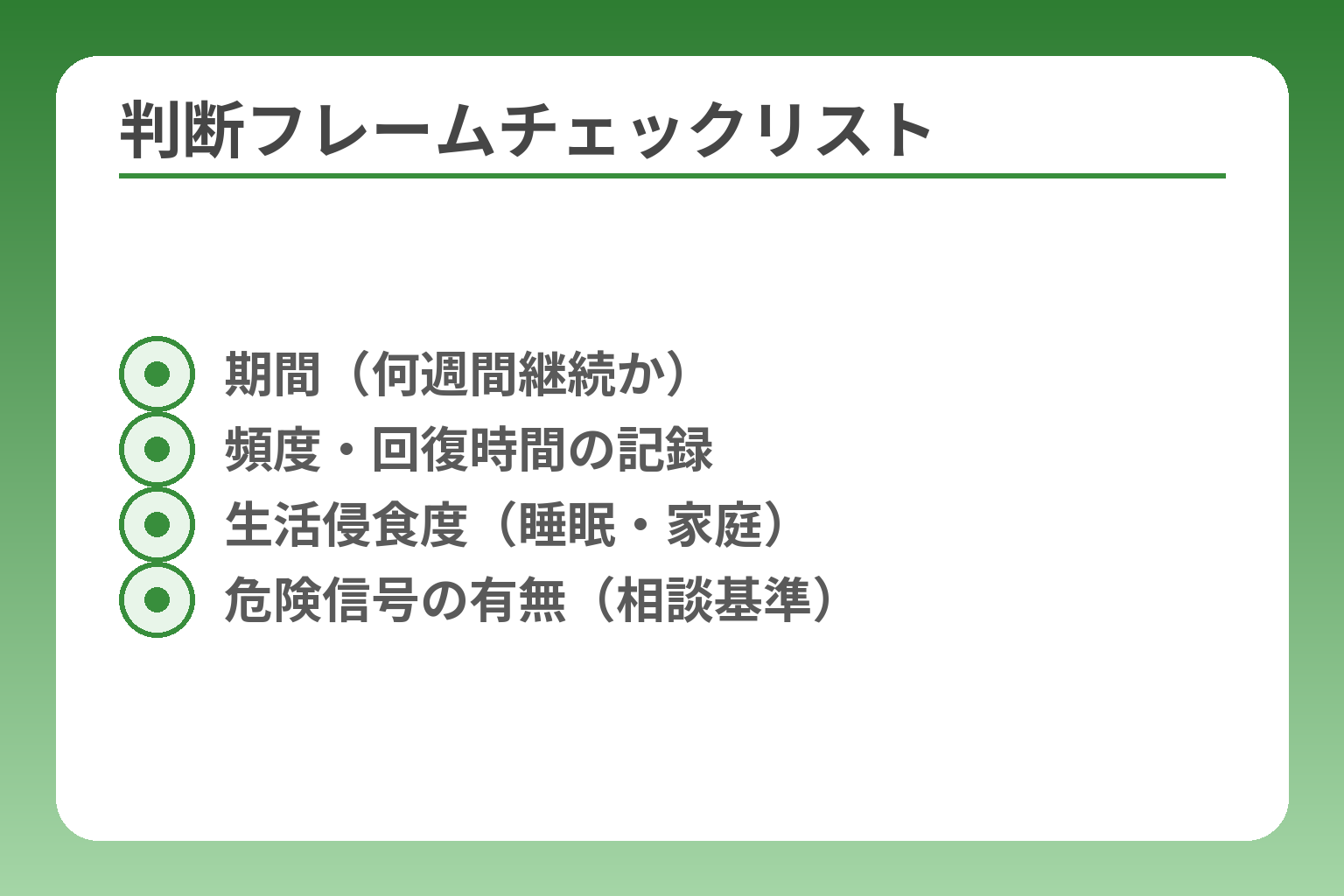 判断フレームチェックリスト