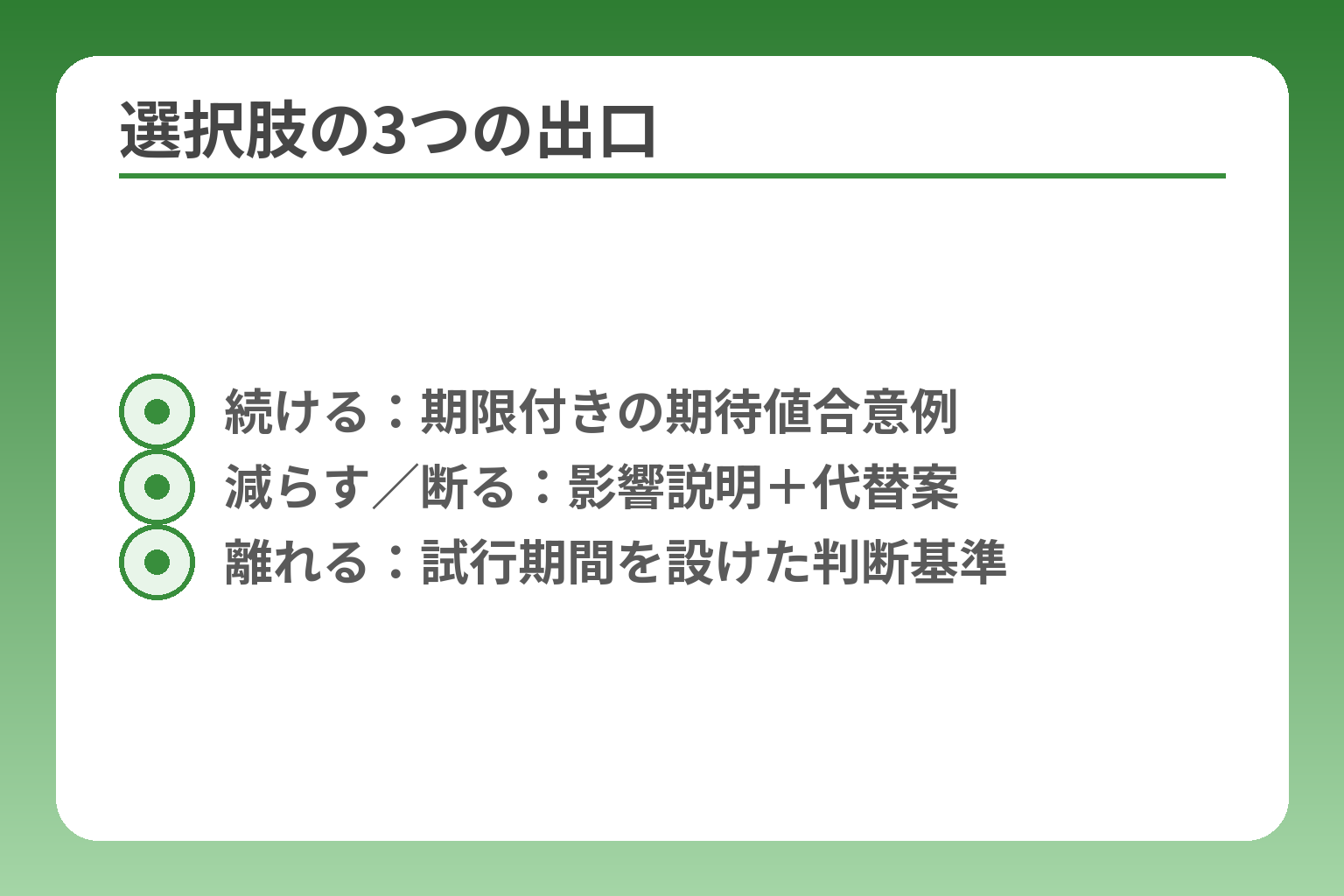 選択肢の3つの出口
